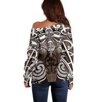 Personalised Maori Kati Mamoe Off Shoulder Sweater Silver Fern Kowhaiwhai Art LT01 - Polynesian Pride