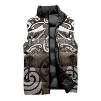 Personalised Maori Kati Mamoe Sleeveless Puffer Jacket Silver Fern Kowhaiwhai Art LT01 - Polynesian Pride