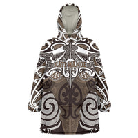 Personalised Maori Kati Mamoe Wearable Blanket Hoodie Silver Fern Kowhaiwhai Art LT01 One Size Brown - Polynesian Pride