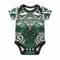 Personalised Maori Ngai Tahu Baby Onesie Silver Fern Kowhaiwhai Art