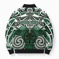 Personalised Maori Ngai Tahu Bomber Puffer Jacket Silver Fern Kowhaiwhai Art LT01 - Polynesian Pride