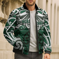 Personalised Maori Ngai Tahu Bomber Puffer Jacket Silver Fern Kowhaiwhai Art LT01 - Polynesian Pride