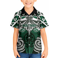 Personalised Maori Ngai Tahu Kid Hawaiian Shirt Silver Fern Kowhaiwhai Art LT01 Kid Green - Polynesian Pride