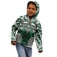Personalised Maori Ngai Tahu Kid Hoodie Silver Fern Kowhaiwhai Art LT01 - Polynesian Pride
