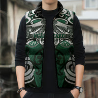 Personalised Maori Ngai Tahu Sleeveless Puffer Jacket Silver Fern Kowhaiwhai Art LT01 - Polynesian Pride
