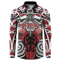 Personalised Maori Ngapuhi Button Sweatshirt Silver Fern Kowhaiwhai Art LT01 Red - Polynesian Pride