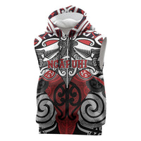 Personalised Maori Ngapuhi Sleeveless Hoodie Silver Fern Kowhaiwhai Art LT01 Red - Polynesian Pride