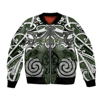 Personalised Maori Ngati Awa Bomber Jacket Silver Fern Kowhaiwhai Art LT01 Unisex Green - Polynesian Pride