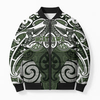 Personalised Maori Ngati Awa Bomber Puffer Jacket Silver Fern Kowhaiwhai Art LT01 Unisex Green - Polynesian Pride