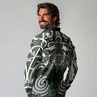 Personalised Maori Ngati Awa Long Sleeve Polo Shirt Silver Fern Kowhaiwhai Art LT01 - Polynesian Pride