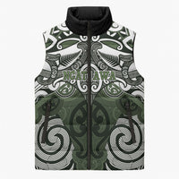 Personalised Maori Ngati Awa Sleeveless Puffer Jacket Silver Fern Kowhaiwhai Art LT01 Unisex Green - Polynesian Pride