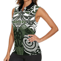 Personalised Maori Ngati Awa Women Sleeveless Polo Shirt Silver Fern Kowhaiwhai Art LT01 - Polynesian Pride