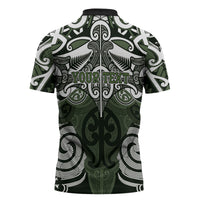 Personalised Maori Ngati Awa Zipper Polo Shirt Silver Fern Kowhaiwhai Art LT01 - Polynesian Pride