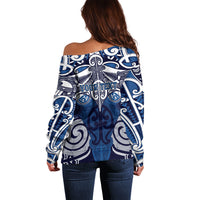 Personalised Maori Ngati Kahungunu Off Shoulder Sweater Silver Fern Kowhaiwhai Art LT01 - Polynesian Pride