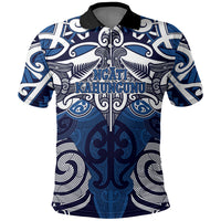 Personalised Maori Ngati Kahungunu Polo Shirt Silver Fern Kowhaiwhai Art LT01 Blue - Polynesian Pride
