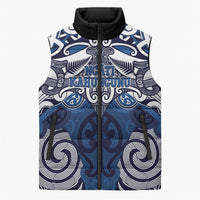 Personalised Maori Ngati Kahungunu Sleeveless Puffer Jacket Silver Fern Kowhaiwhai Art LT01 Unisex Blue - Polynesian Pride