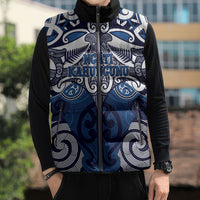Personalised Maori Ngati Kahungunu Sleeveless Puffer Jacket Silver Fern Kowhaiwhai Art LT01 - Polynesian Pride
