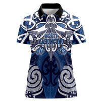 Personalised Maori Ngati Kahungunu Women Polo Shirt Silver Fern Kowhaiwhai Art LT01 Female Blue - Polynesian Pride
