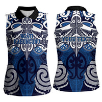 Personalised Maori Ngati Kahungunu Women Sleeveless Polo Shirt Silver Fern Kowhaiwhai Art LT01 - Polynesian Pride