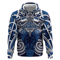 Personalised Maori Ngati Kahungunu Zip Hoodie Silver Fern Kowhaiwhai Art LT01 Pullover Hoodie Blue - Polynesian Pride