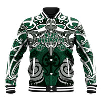 Personalised Maori Ngati Maniapoto Baseball Jacket Silver Fern Kowhaiwhai Art LT01 Unisex Green - Polynesian Pride