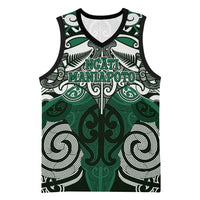 Personalised Maori Ngati Maniapoto Basketball Jersey Silver Fern Kowhaiwhai Art LT01 Unisex Green - Polynesian Pride