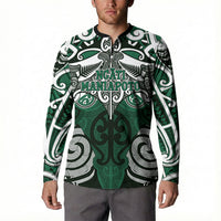 Personalised Maori Ngati Maniapoto Button Sweatshirt Silver Fern Kowhaiwhai Art LT01 - Polynesian Pride