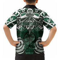 Personalised Maori Ngati Maniapoto Kid Hawaiian Shirt Silver Fern Kowhaiwhai Art LT01 - Polynesian Pride