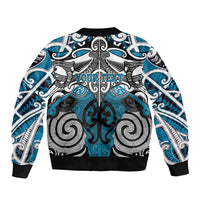 Personalised Maori Ngati Porou Bomber Jacket Silver Fern Kowhaiwhai Art LT01 - Polynesian Pride