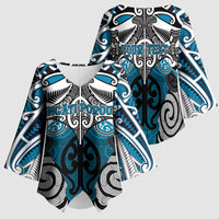 Personalised Maori Ngati Porou Kimono Sleeve Blouse Silver Fern Kowhaiwhai Art LT01 - Polynesian Pride