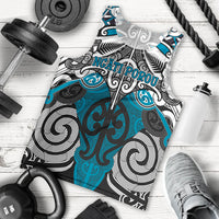 Personalised Maori Ngati Porou Men Tank Top Silver Fern Kowhaiwhai Art LT01 - Polynesian Pride