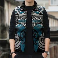 Personalised Maori Ngati Porou Sleeveless Puffer Jacket Silver Fern Kowhaiwhai Art LT01 - Polynesian Pride