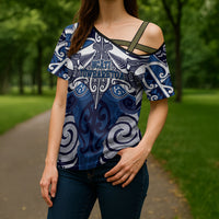 Personalised Maori Ngati Tuwharetoa Cross Shoulder Shirt Silver Fern Kowhaiwhai Art LT01 - Polynesian Pride