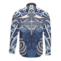 Personalised Maori Ngati Tuwharetoa Long Sleeve Button Shirt Silver Fern Kowhaiwhai Art LT01 - Polynesian Pride