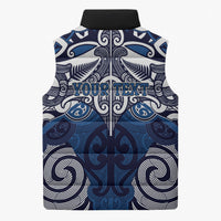 Personalised Maori Ngati Tuwharetoa Sleeveless Puffer Jacket Silver Fern Kowhaiwhai Art LT01 - Polynesian Pride
