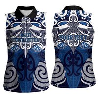Personalised Maori Ngati Tuwharetoa Women Sleeveless Polo Shirt Silver Fern Kowhaiwhai Art LT01 - Polynesian Pride