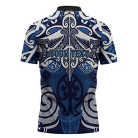 Personalised Maori Ngati Tuwharetoa Zipper Polo Shirt Silver Fern Kowhaiwhai Art LT01 - Polynesian Pride