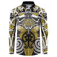 Personalised Maori Ngati Whatua Button Sweatshirt Silver Fern Kowhaiwhai Art LT01 Yellow - Polynesian Pride