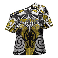 Personalised Maori Ngati Whatua Cross Shoulder Shirt Silver Fern Kowhaiwhai Art LT01 - Polynesian Pride