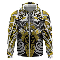 Personalised Maori Ngati Whatua Hoodie Silver Fern Kowhaiwhai Art LT01 Zip Hoodie Yellow - Polynesian Pride