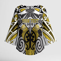 Personalised Maori Ngati Whatua Kimono Sleeve Blouse Silver Fern Kowhaiwhai Art LT01 - Polynesian Pride