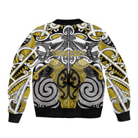 Personalised Maori Ngati Whatua Sleeve Zip Bomber Jacket Silver Fern Kowhaiwhai Art LT01 - Polynesian Pride