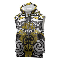 Personalised Maori Ngati Whatua Sleeveless Zip Hoodie Silver Fern Kowhaiwhai Art LT01 Yellow - Polynesian Pride