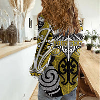 Personalised Maori Ngati Whatua Women Casual Shirt Silver Fern Kowhaiwhai Art LT01 - Polynesian Pride