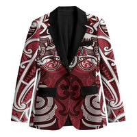 Personalised Maori Te Arawa Blazer Silver Fern Kowhaiwhai Art LT01 Unisex Red - Polynesian Pride