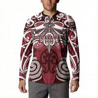 Personalised Maori Te Arawa Button Sweatshirt Silver Fern Kowhaiwhai Art LT01 - Polynesian Pride