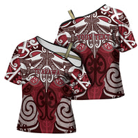 Personalised Maori Te Arawa Cross Shoulder Shirt Silver Fern Kowhaiwhai Art LT01 - Polynesian Pride