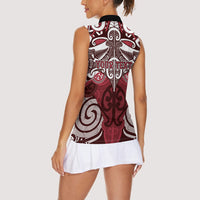 Personalised Maori Te Arawa Women Sleeveless Polo Shirt Silver Fern Kowhaiwhai Art LT01 - Polynesian Pride