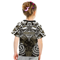 Personalised Maori Waikato Tainui Kid T Shirt Silver Fern Kowhaiwhai Art LT01 - Polynesian Pride