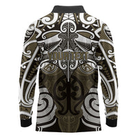 Personalised Maori Waikato Tainui Long Sleeve Polo Shirt Silver Fern Kowhaiwhai Art LT01 - Polynesian Pride